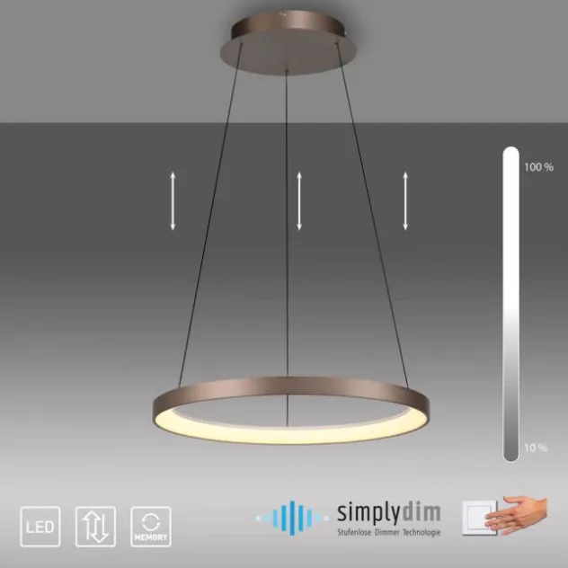 LED Pendelleuchte braun höhenverstellbar dimmbar Memoryfunktion