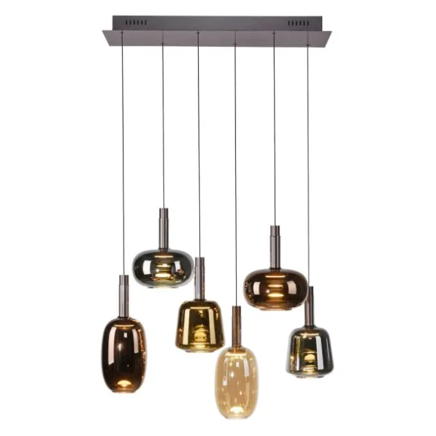 LED Pendelleuchte 6 flammig höhenverstellbar per Lift dimmbar Memoryfunktion