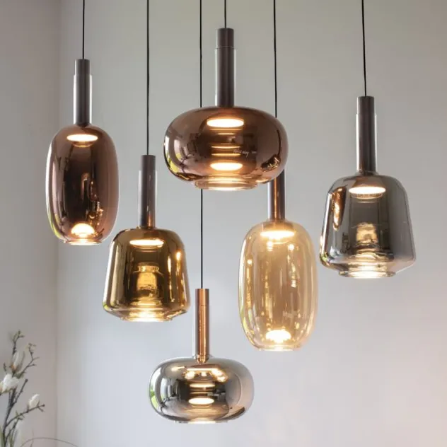 LED Pendelleuchte 6 flammig höhenverstellbar per Lift dimmbar Memoryfunktion