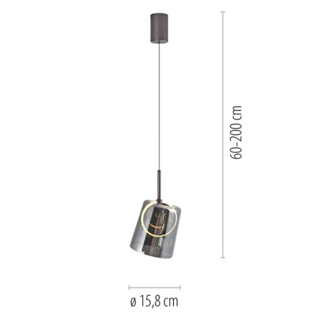 LED Pendelleuchte 1 flammig Metallfarbe Kaffee-Rauchfarben Lift