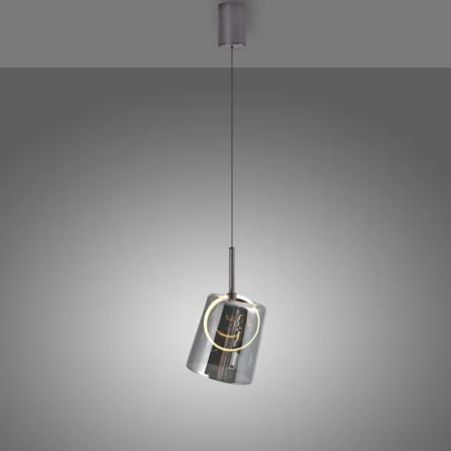 LED Pendelleuchte 1 flammig Metallfarbe Kaffee-Rauchfarben Lift