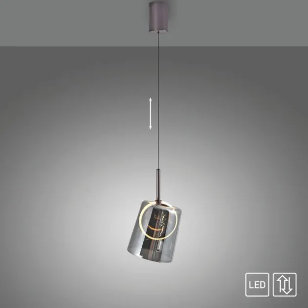 LED Pendelleuchte 1 flammig Metallfarbe Kaffee-Rauchfarben Lift