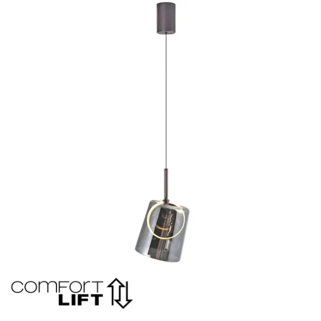LED Pendelleuchte 1 flammig Metallfarbe Kaffee-Rauchfarben Lift