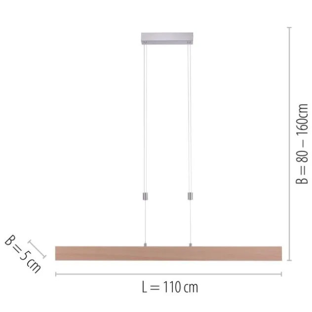 LED-Pendelleuchte, Holzdekor, höhenverstellbar, CCT-Farbmanagement, dimmbar