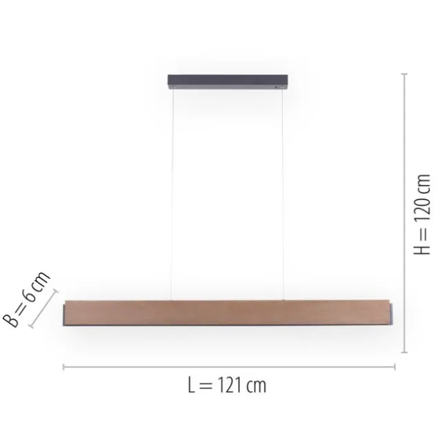 LED-Pendelleuchte, holz, dimmbar, CCT, Fernbedienung, IP20