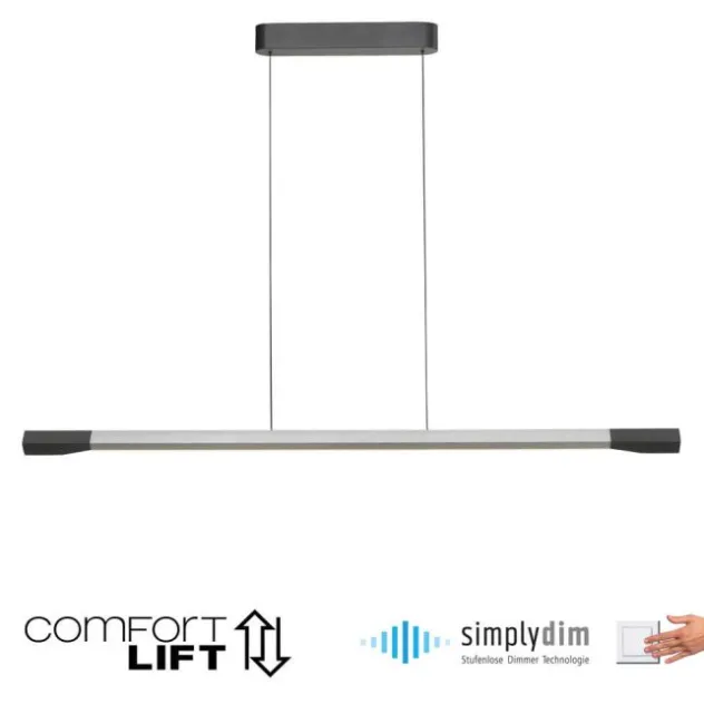 LED Pendelleuchte HOOP aluminium anthrazit höhenverstellbar dimmbar