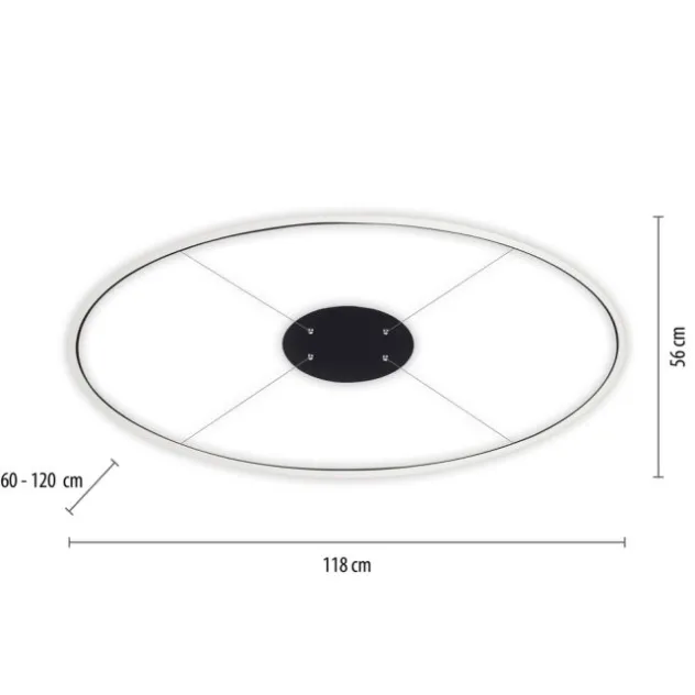 LED Pendelleuchte oval 56x56 anthrazit dimmbar Memoryfunktion