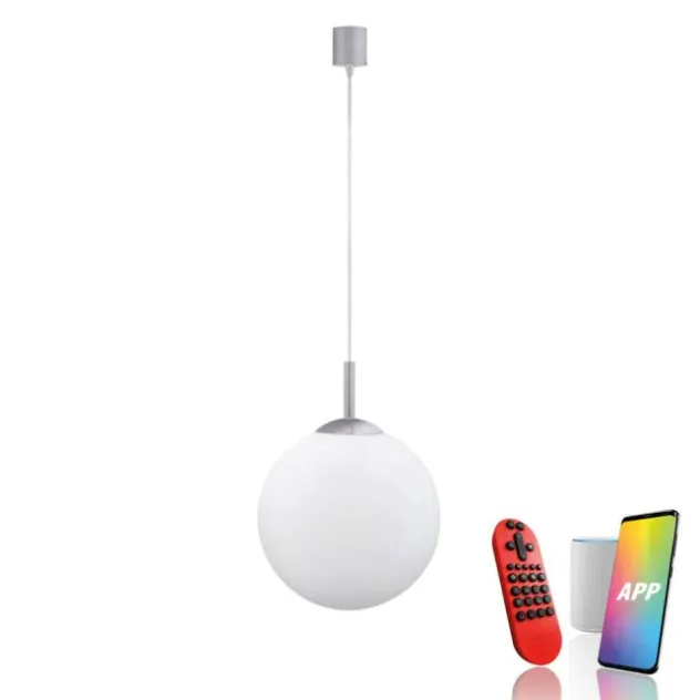 LED Pendelleuchte Smarthome D=25 silber dimmbar App Fernbedienung