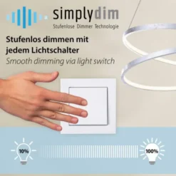 LED Pendelleuchte 60x60 weiss rund dimmbar Memoryfunktion modern