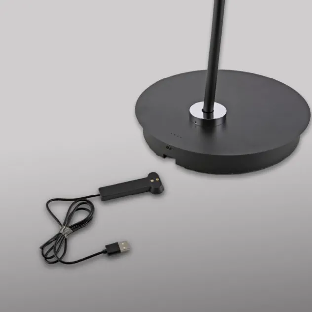 LED Stehleuchte AKKU BENTE, schwarz, Akkuleuchte, aufladbar, dimmbar,