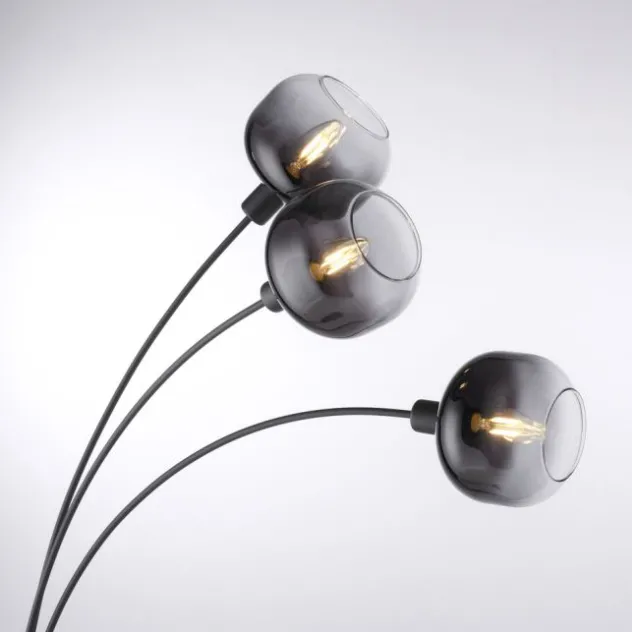 LED Stehleuchte 3 flammig schwarz Rauchglas modern schwenkbar