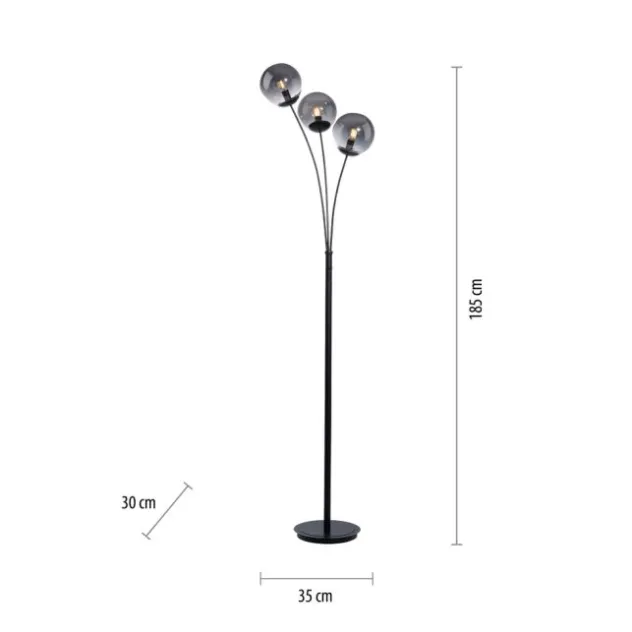 LED Stehleuchte 3 flammig schwarz dekoratives Design Lichtspiel gebogen