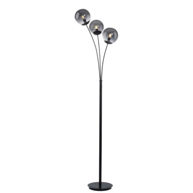 LED Stehleuchte 3 flammig schwarz dekoratives Design Lichtspiel gebogen