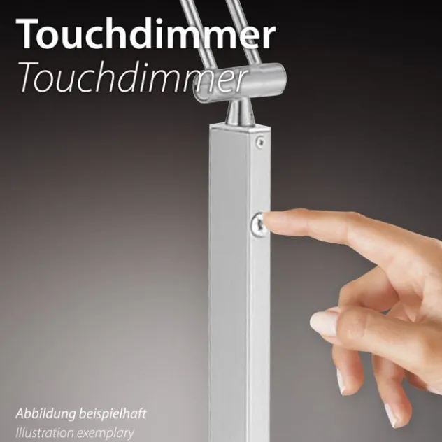 LED Stehleuchte messing matt Opalglas 3 Stufen Touchdimmer verstellbar