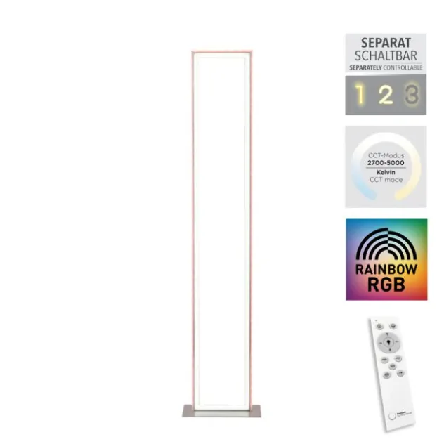 LED Stehleuchte silber farbig Fußschalter dimmbar Sidelight RGB Rainbow