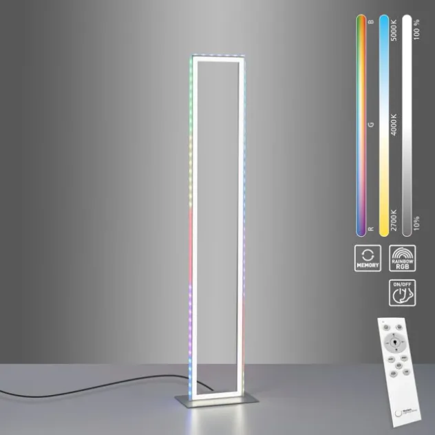 LED Stehleuchte silber farbig Fußschalter dimmbar Sidelight RGB Rainbow