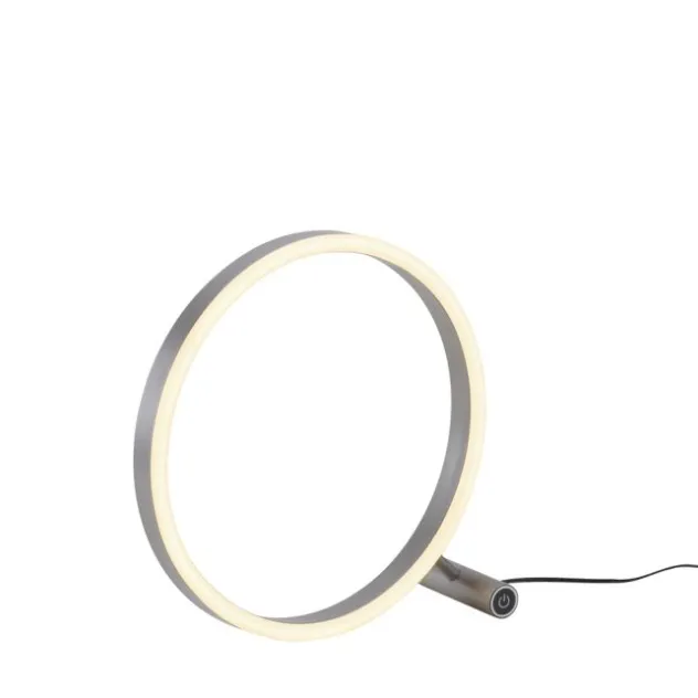 LED Tischlampe aluminium rund Ø30cm Touchdimmer Switchmo warmweiß Licht