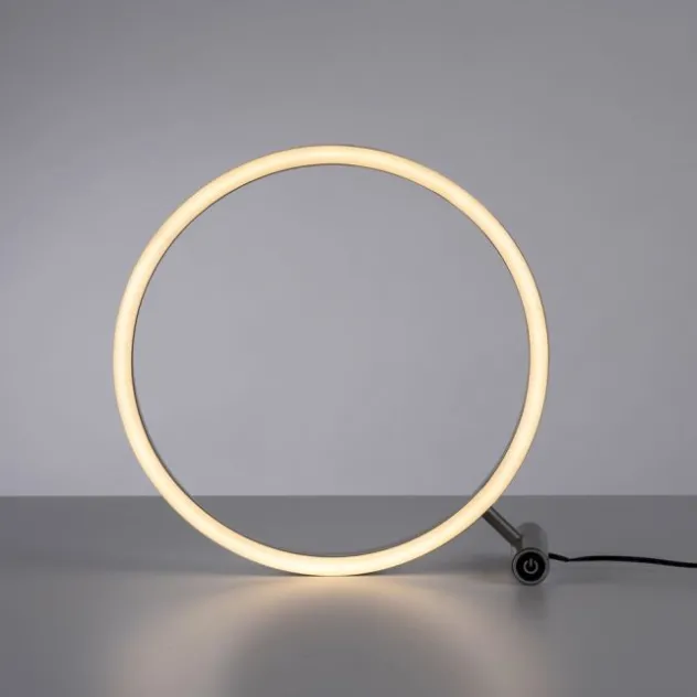 LED Tischlampe aluminium rund Ø30cm Touchdimmer Switchmo warmweiß Licht