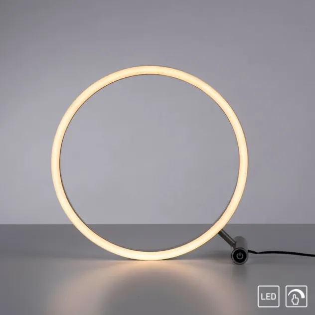 LED Tischlampe aluminium rund Ø30cm Touchdimmer Switchmo warmweiß Licht
