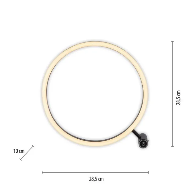 LED Tischlampe anthrazit rund Ø30cm Touchdimmer Switchmo warmweiß Licht