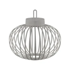 LED Tischleuchte D=36cm greige Akkulampe USB IP44 dimmbar per Touch