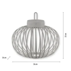 LED Tischleuchte D=36cm greige Akkulampe USB IP44 dimmbar per Touch