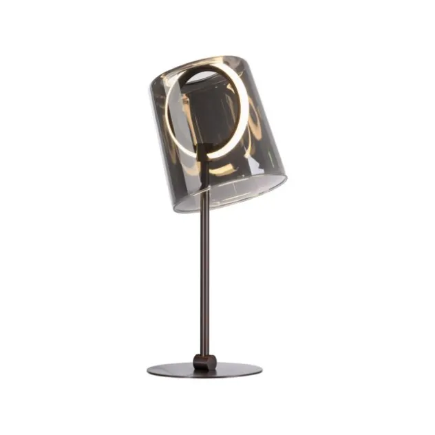 LED Tischleuchte Kaffee Farbe dimmbar per Schnurdimmer Rauchglas