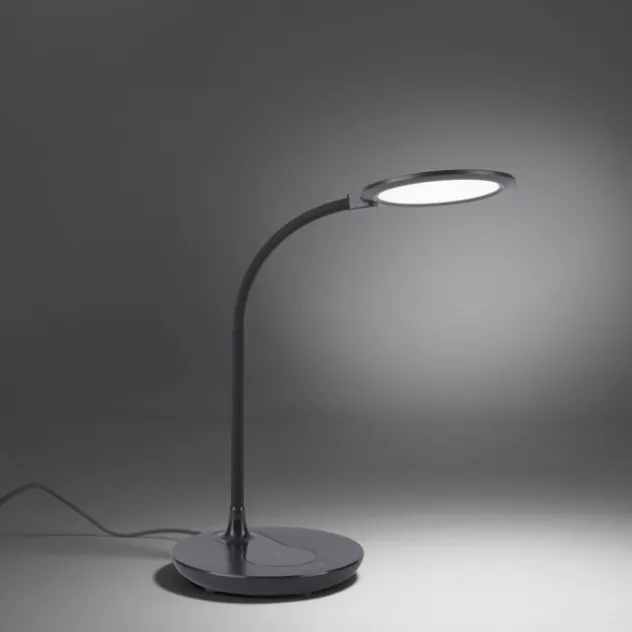 LED-Tischleuchte, schwarz, stufenlos Dimmbar, CCT, inkl. Ladestation für Smartphone