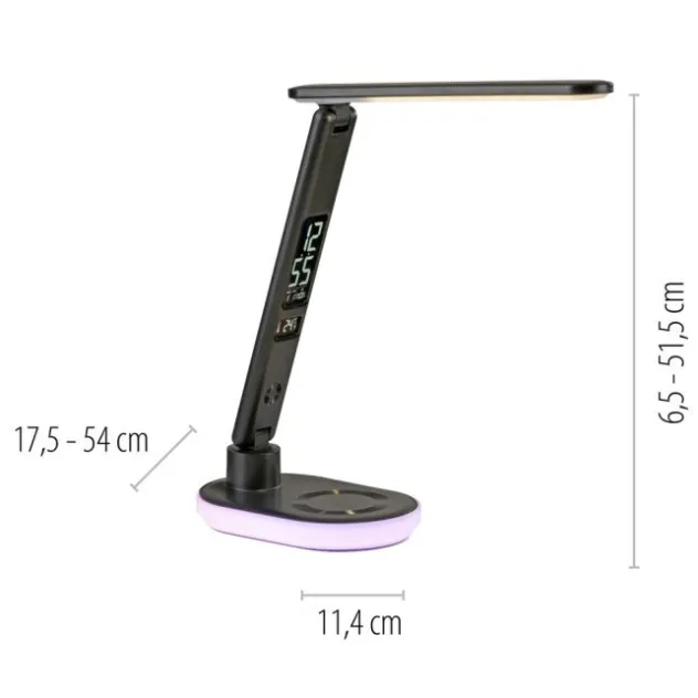 LED Tischleuchte schwarz Touchdimmer Ladefunktion Handy USB kabellos