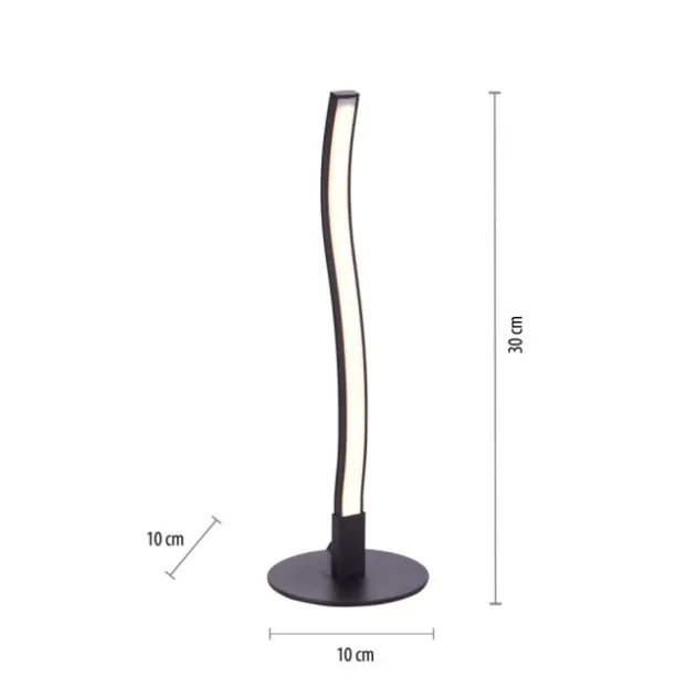 LED-Tischleuchte, schwarz, Wellenform, warmweiße Lichtfarbe, modern