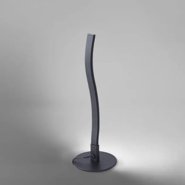 LED-Tischleuchte, schwarz, Wellenform, warmweiße Lichtfarbe, modern