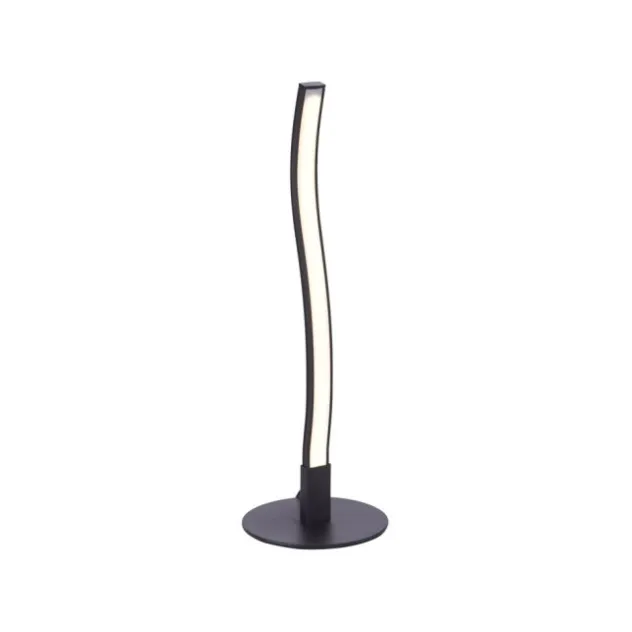 LED-Tischleuchte, schwarz, Wellenform, warmweiße Lichtfarbe, modern