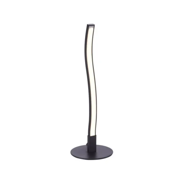LED-Tischleuchte, schwarz, Wellenform, warmweiße Lichtfarbe, modern
