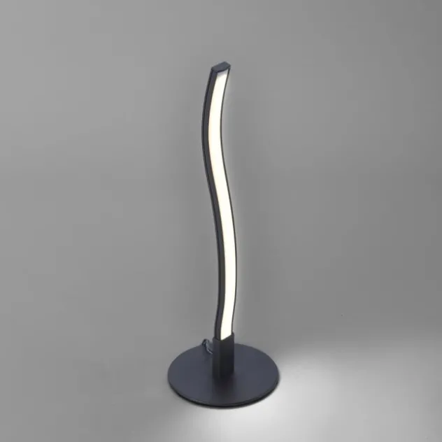 LED-Tischleuchte, schwarz, Wellenform, warmweiße Lichtfarbe, modern