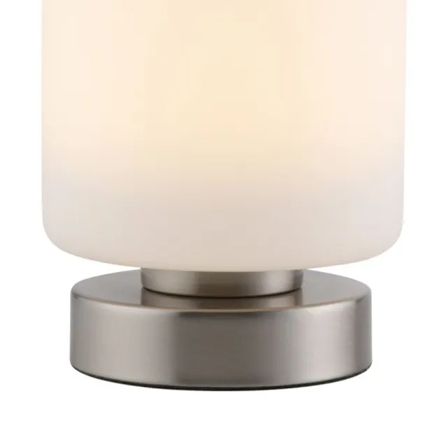 LED Tischleuchte silber farbig rund Touchdimmer zeitloses Design