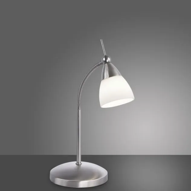 LED-Tischleuchte, stahlfarben, dimmbar, blendfreies Licht, verstellbar