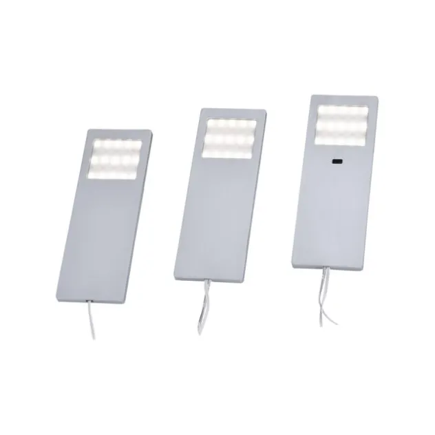 LED-Unterbauleuchten, 3er Set, Aluminium, warmweiße Lichtfarbe, modern