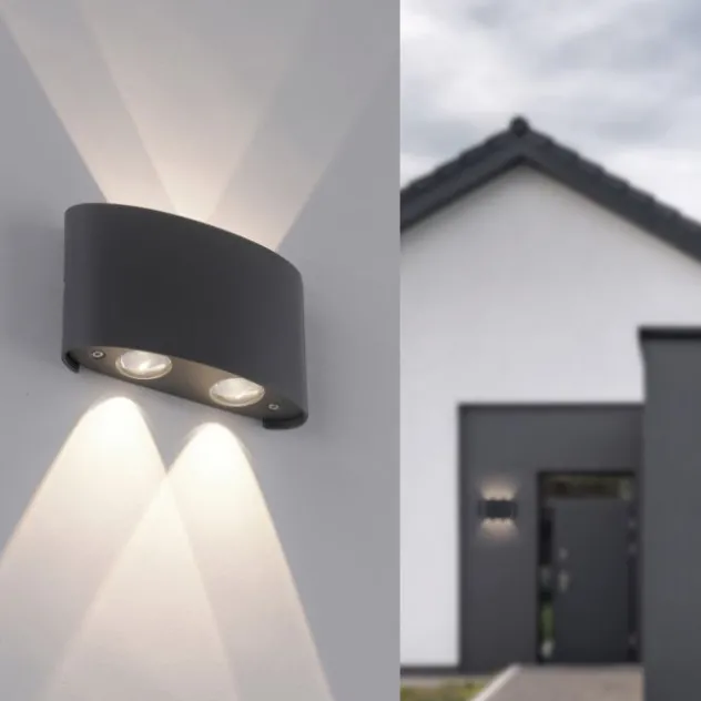LED Wandlampe 4 flammig anthrazit farbig Außenlampe Innenlampe dekorativ
