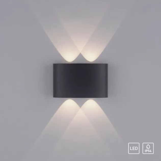 LED Wandlampe 4 flammig anthrazit farbig Außenlampe Innenlampe dekorativ