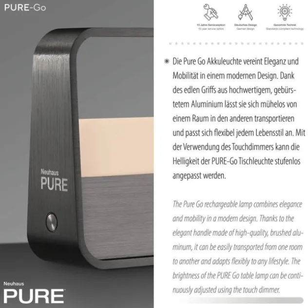 Neuhaus PURE® Akku Tischleuchte Pure Go, grau