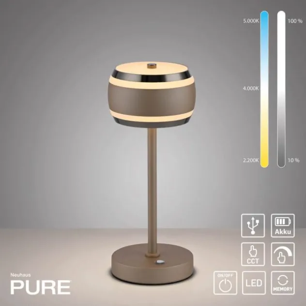 Neuhaus PURE® LED Akku-Tischleuchte PURE Falling Rings, bronce