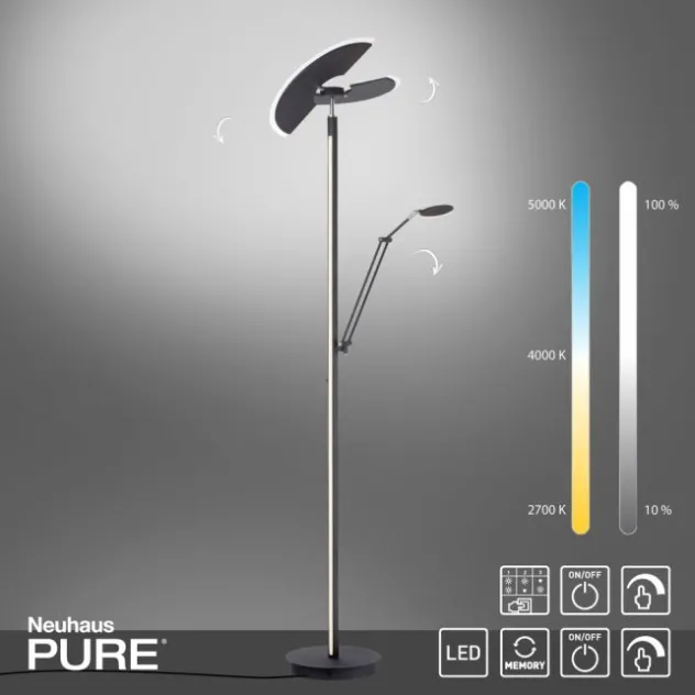 Neuhaus PURE® Led Deckenfluter / Stehleuc PURE Mutil graphite Leselicht dimmbar