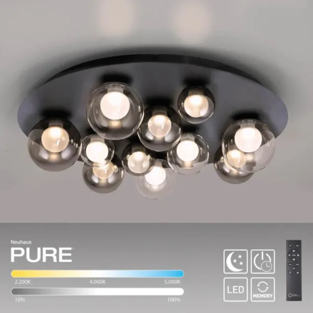 Neuhaus PURE® LED Deckenleuchte PURE Popup, mystic grey, dimmbar, Funk-FB, Memoryfunktion