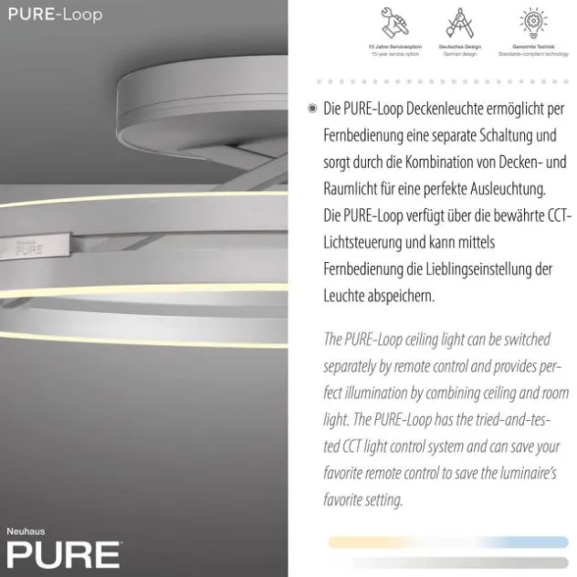 Neuhaus PURE® LED Deckenleuchte PURE Loop, stone (alu), Fernbedienung