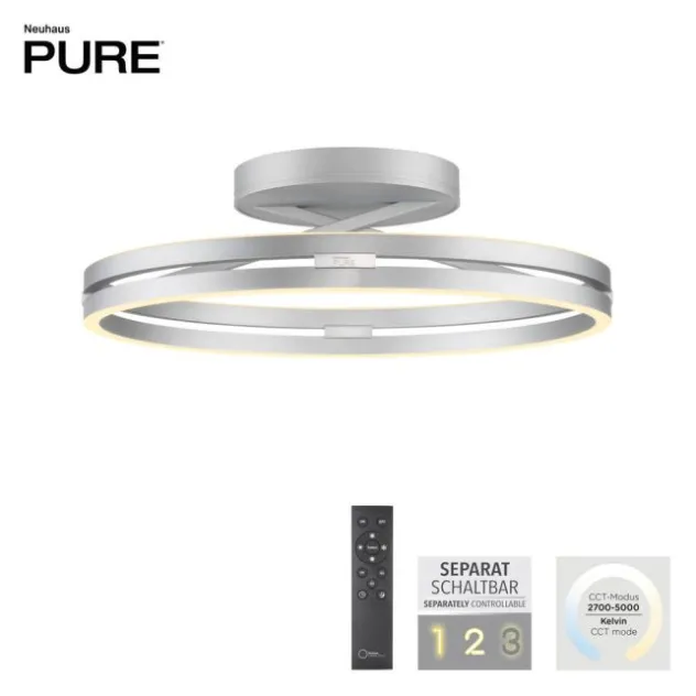 Neuhaus PURE® LED Deckenleuchte PURE Loop, stone (alu), Fernbedienung