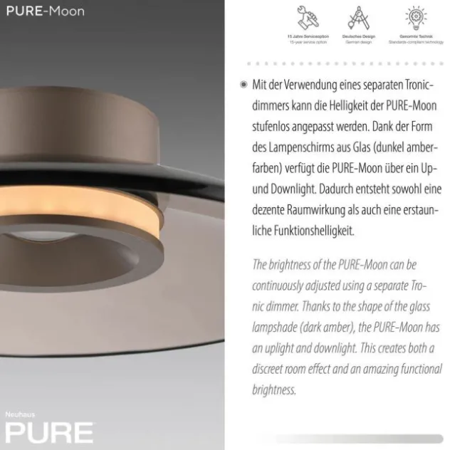 Neuhaus PURE® LED Deckenleuchte Pure Moon, bronce, Tronicdimmer