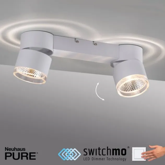 Neuhaus PURE® LED Deckenleuchte PURE Nola weiß 2 flammig drehbar dimmbar
