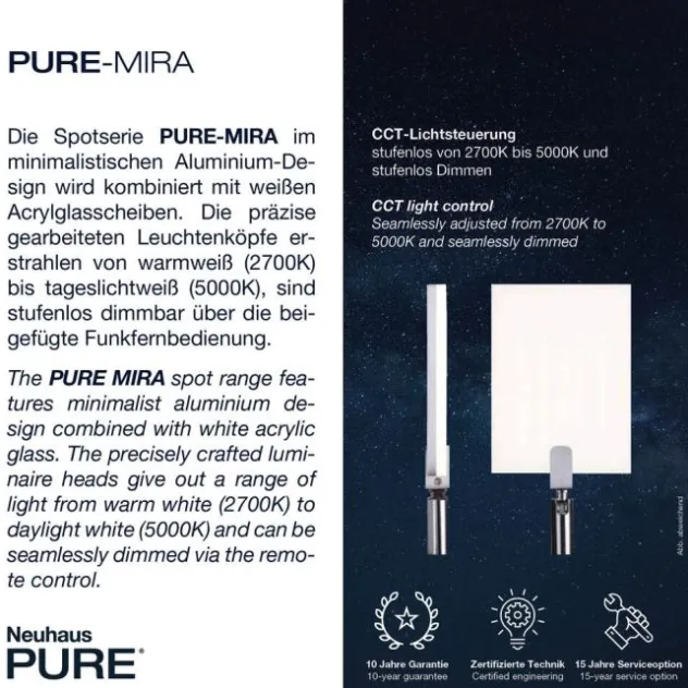 Neuhaus PURE® LED Deckenstrahler PURE Mira, black pearl, 4-flammig, dimmbar, CCT