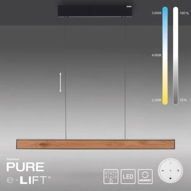 Neuhaus PURE® LED Pendelleuchte PURE E-Motion oak/black pearl