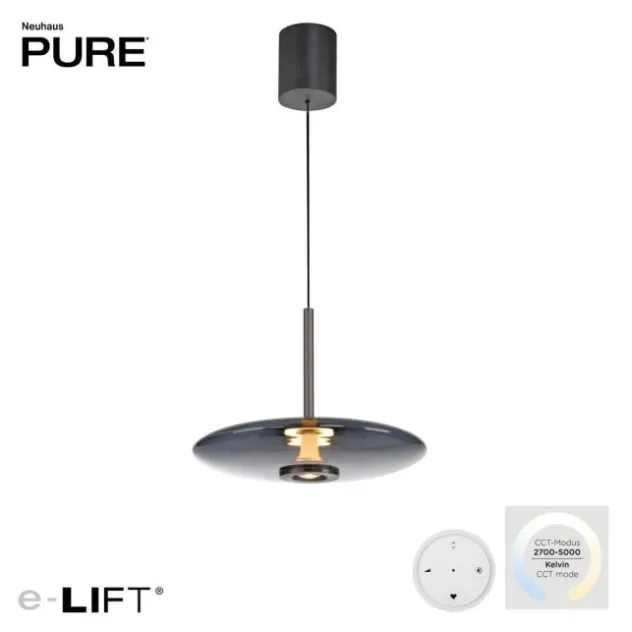 Neuhaus PURE® LED Pendelleuchte PURE E-Vitrum, platin (grau), höhenverstellbar
